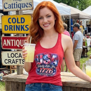 USA Party Like It’s 1776 Women’s Racerback Tank Top – Patriotic Summer Tank