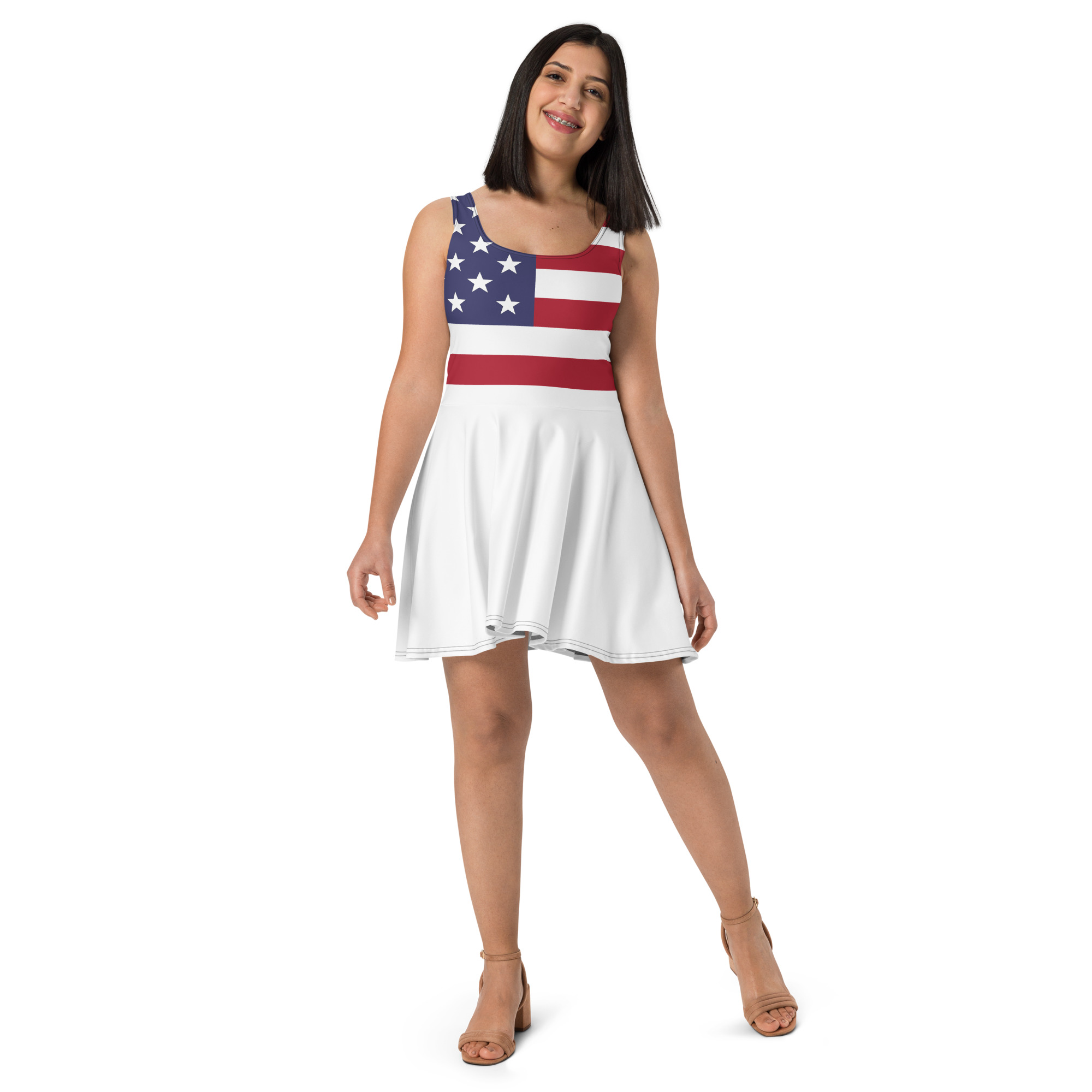 Stars & Stripes Skater Dress – Patriotic Summer Dress - White Skirt - Image 12