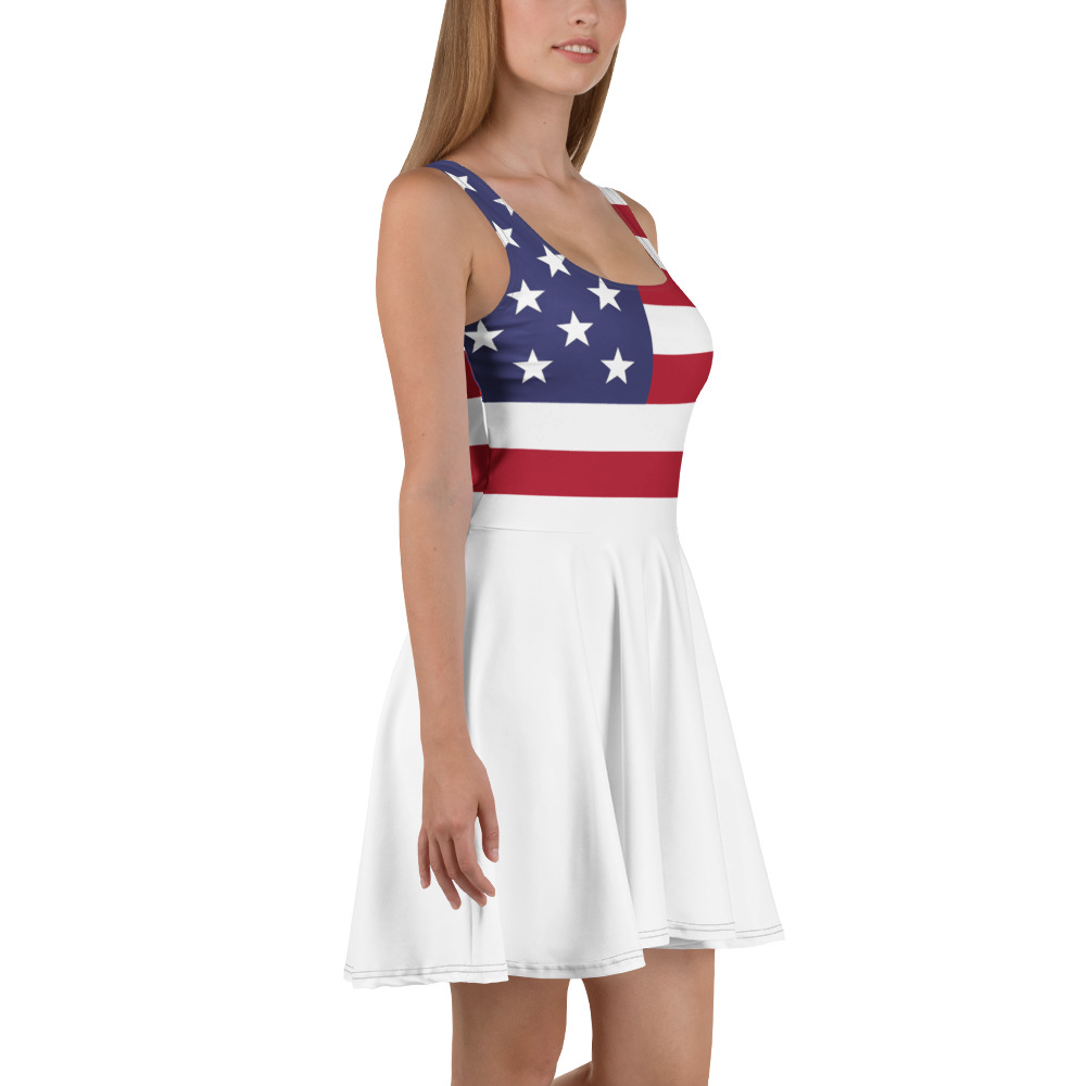 Stars & Stripes Skater Dress – Patriotic Summer Dress - White Skirt - Image 9