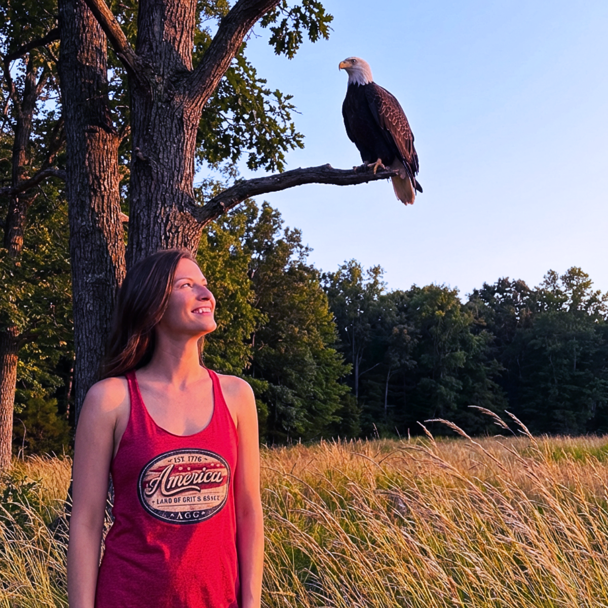 Land Of Grit & Grace – Women’s Racerback Tank (Vintage America Design) - Image 6