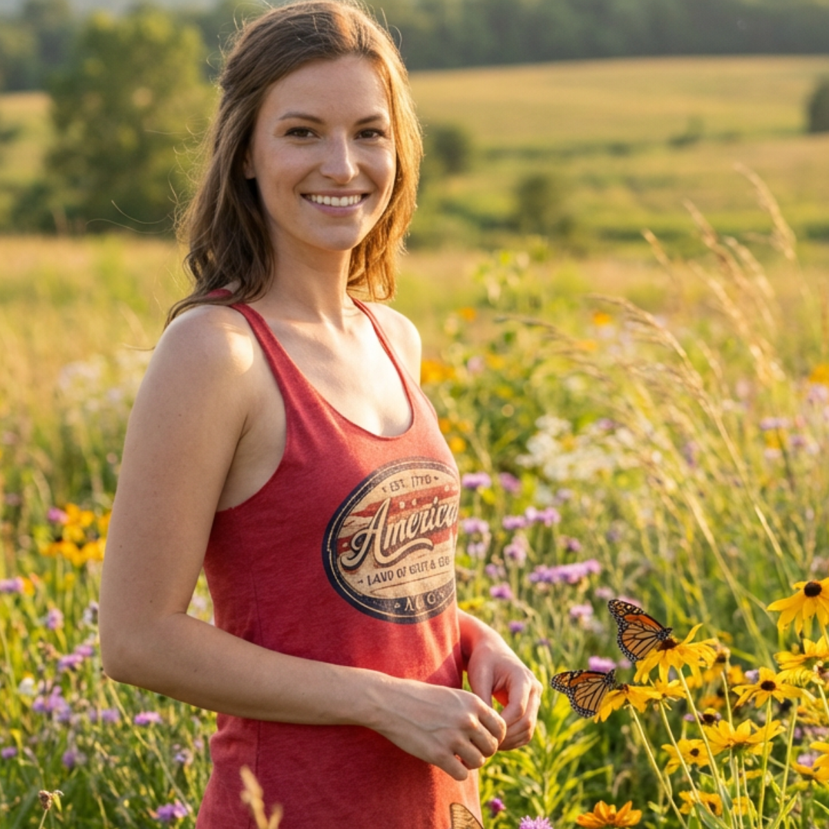 Land Of Grit & Grace – Women’s Racerback Tank (Vintage America Design)