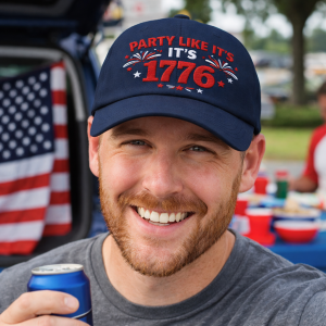 USA Party Like It’s 1776 – Patriotic Embroidered Dad Hat
