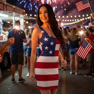 Stars & Stripes –Women's Patriotic Bodycon Dress – AGG - M