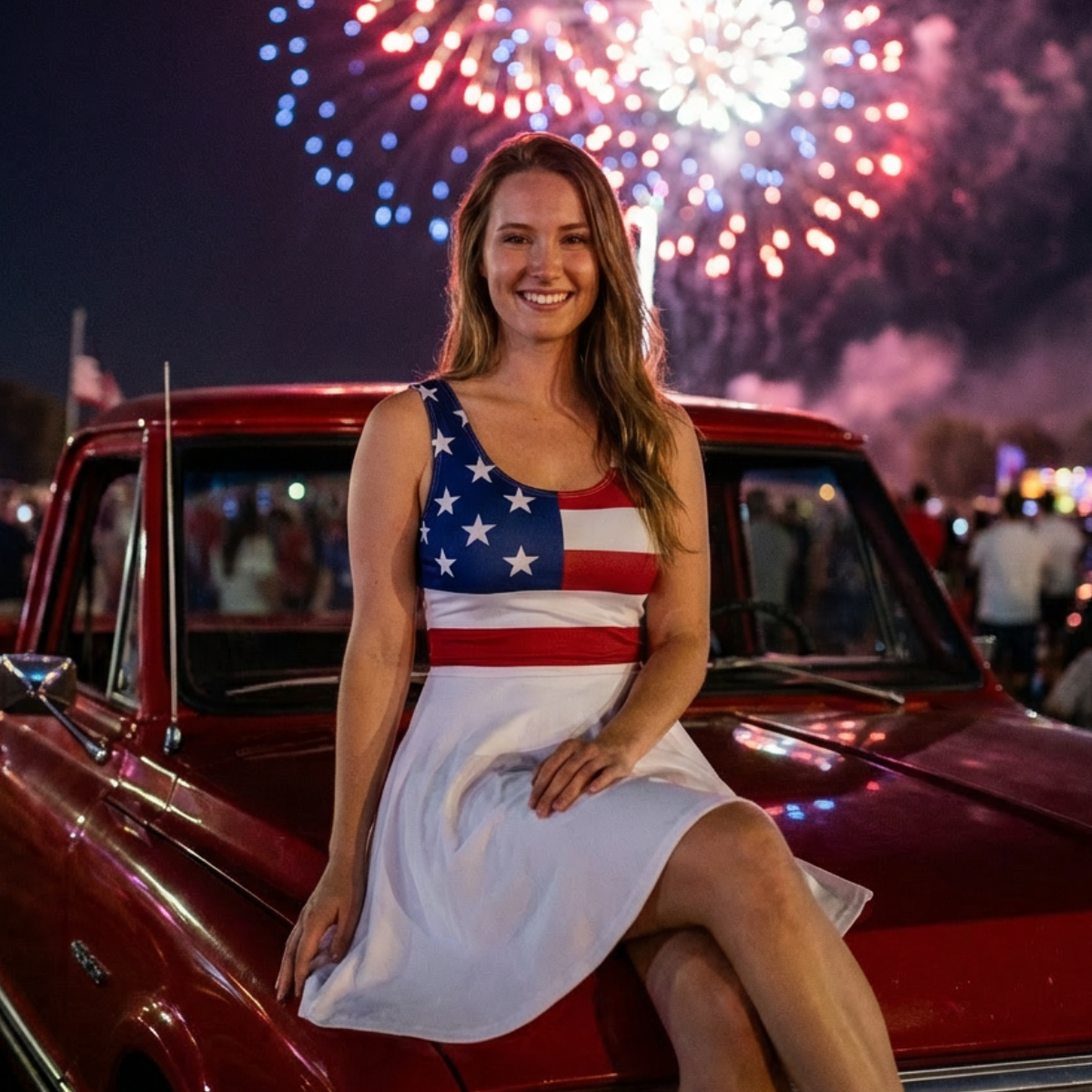 Stars & Stripes Skater Dress – Patriotic Summer Dress - White Skirt - Image 5