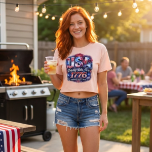 USA Party Like It’s 1776 Women's Patriotic Crop Top