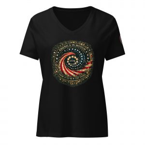 America in Motion 250 Women's Patriotic V-Neck | AGG - Solid Black Blend, S