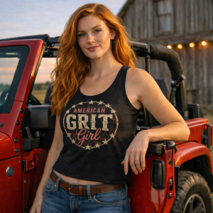 American Grit Girl Racerback Tank | Patriotic Women’s Tank Top | American Grit & Gear