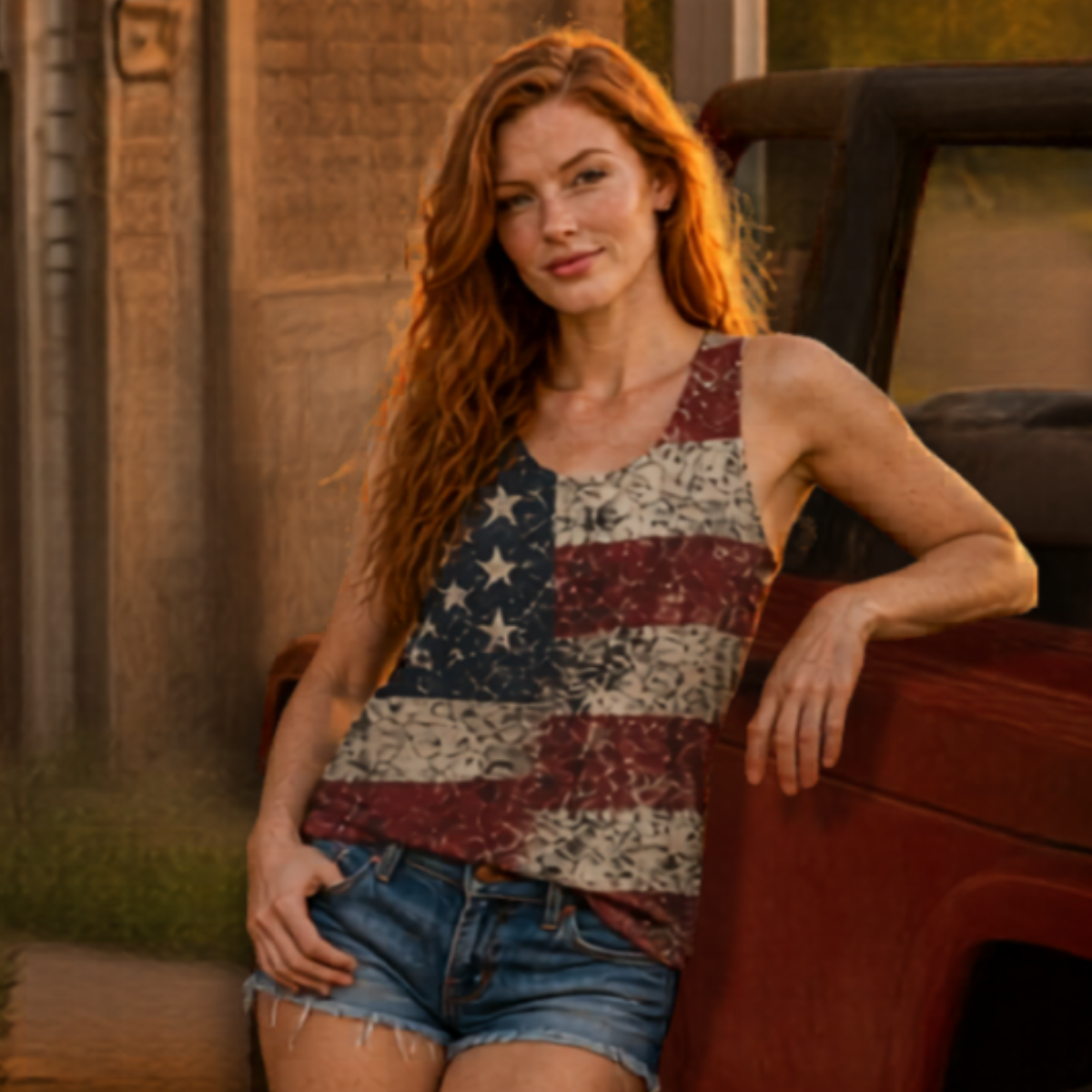 Grit Girl USA Flag Tank